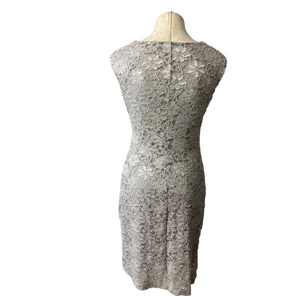Connected Dress 8P 8 P Silver Sequin Stretch Lace Cruise Wedding Party Washable - Picture 2 of 7